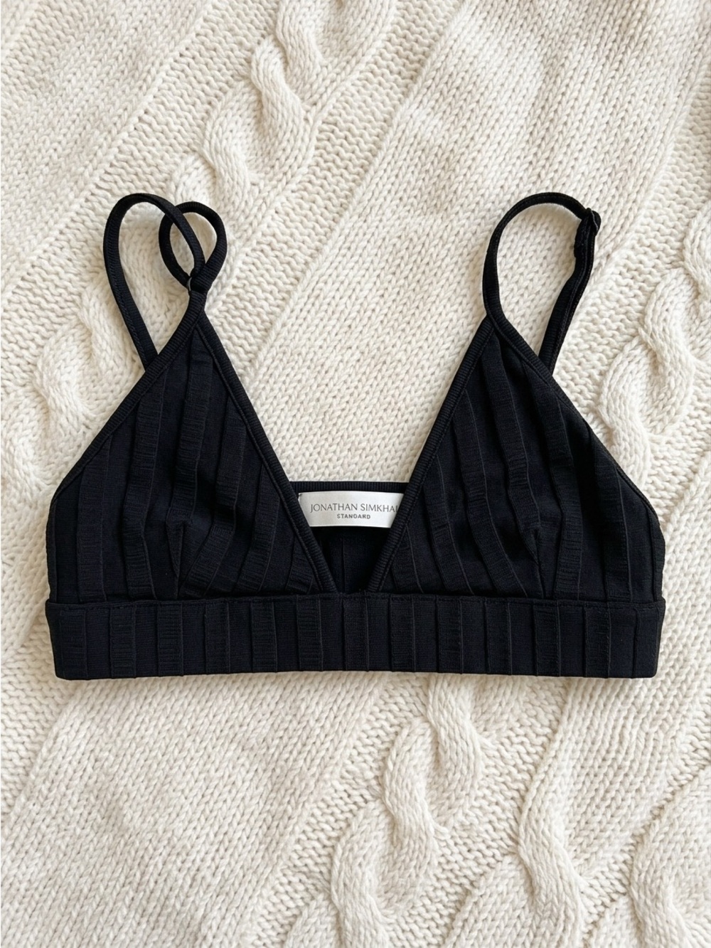Johnathan Simkhai Black Rikki Bralette Size XS Rib Knit NWT - Picture 5 of 8